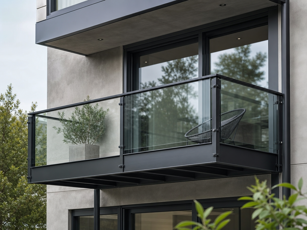 Stahlbalkon mit Glasgeländer